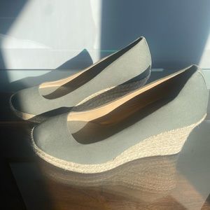 J. Crew Seville Espadrille Wedges Size 10 Olive Green Canvas